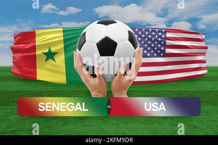 Senegal vs USA nazionale squadre calcio partita di calcio concetto di competizione. Foto Stock