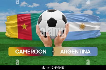 Camerun vs Argentina nazionale squadre calcio partita concetto di competizione. Foto Stock