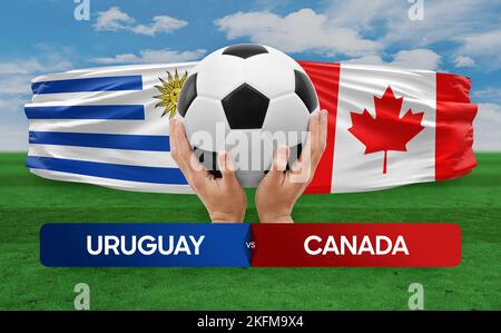 Uruguay vs Canada nazionale squadre di calcio partita di calcio concetto di competizione. Foto Stock