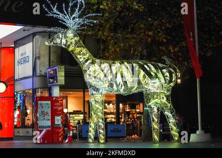 Christmas Reindeer 2022 nel centro commerciale Liverpool One, Foto Stock