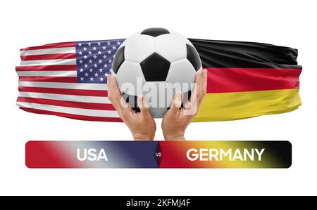 USA vs Germania nazionale squadre calcio partita di calcio concetto di competizione. Foto Stock