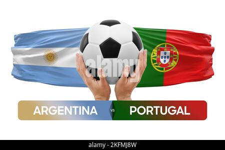 Argentina vs Portogallo nazionale squadre calcio partita concetto di competizione. Foto Stock