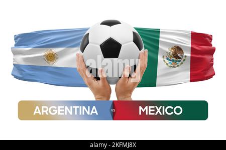 Argentina vs Messico nazionale squadre calcio partita concetto di competizione. Foto Stock
