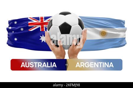 Australia vs Argentina nazionale squadre calcio partita concetto di competizione. Foto Stock