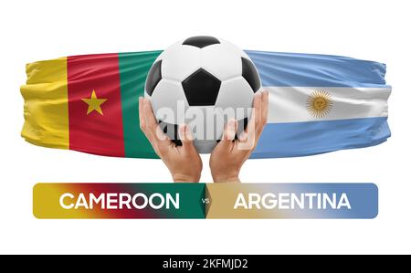 Camerun vs Argentina nazionale squadre calcio partita concetto di competizione. Foto Stock