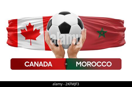 Canada vs Marocco nazionale squadre calcio partita di calcio concetto di competizione. Foto Stock