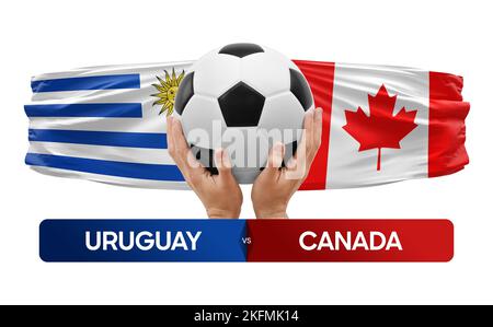 Uruguay vs Canada nazionale squadre di calcio partita di calcio concetto di competizione. Foto Stock