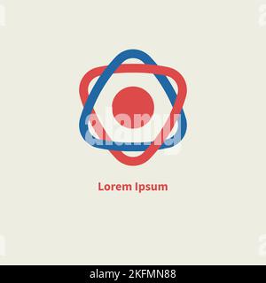 Logo con orbite intersecanti. La scienza è un simbolo, un segno tecnologico. Pittogramma industriale, logotipo creativo della tecnologia Illustrazione Vettoriale