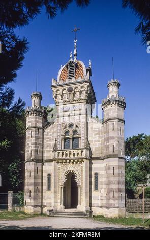 Francia. Aquitania. Gironde (33). Baia di Arcachon. Lege-Cap-Ferret. La cappella di Sainte-Marie-du-Cap, conosciuta come la Villa algerina, elencata come un mo storico Foto Stock