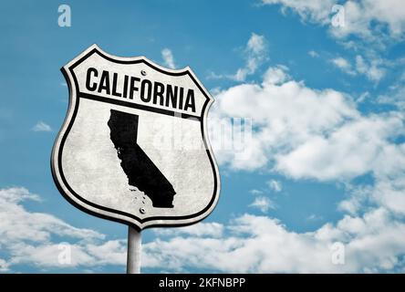 Stato della California - illustrazione dei segnali stradali in 3D Foto Stock