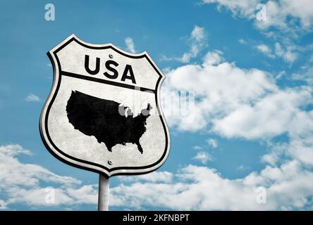 Stati Uniti d'America - illustrazione dei segnali stradali in 3D Foto Stock