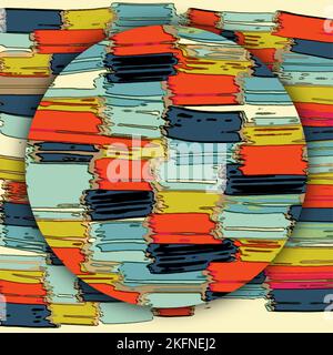 Le strisce colorate modificabili creano una sfera a ripetizione sullo sfondo quadrato Illustrazione Vettoriale