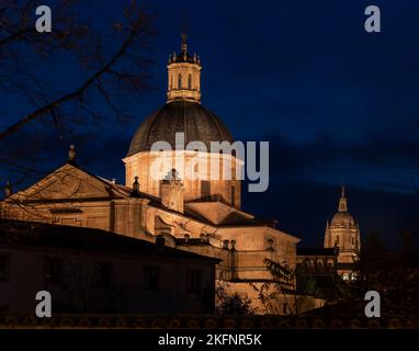 Cupula de la iglesia de la Purísima y torre de la catedral de Salamanca Foto Stock