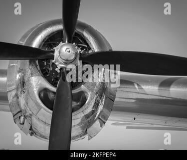 Il potente motore di un B-29 Superfortrees in mostra nel sud della California. Foto Stock