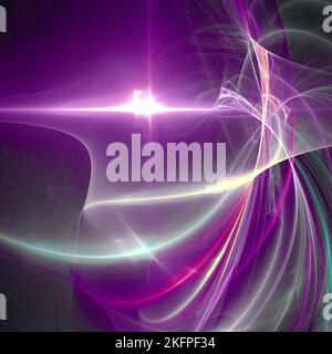 sfondo astratto di linee viola brillante su uno sfondo nero, rete neurale, design Foto Stock
