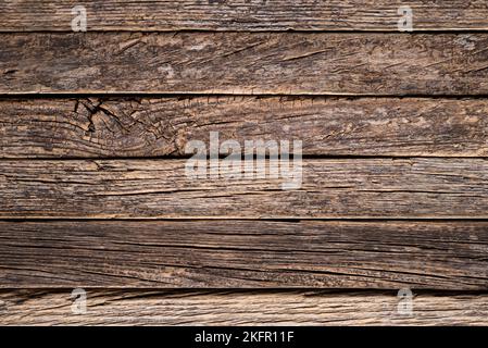 Sfondo rustico di legno, legno vecchio e rotto tempo, primo piano. Foto Stock