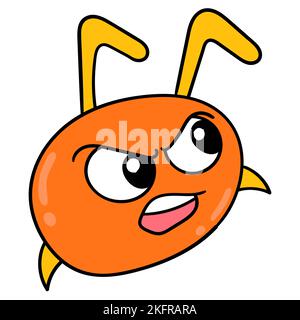 Un'illustrazione vettoriale di un cartoon carino arrabbiato insetto faccia Illustrazione Vettoriale