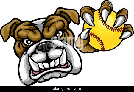 Bulldog Softball Animal Sports Team Mascot Illustrazione Vettoriale