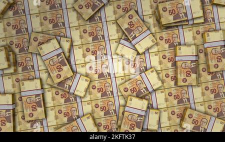 Tunisia denaro Dinar tunisino pacchetto di soldi 3D illustrazione. Stack di pacchetti di banconote TND. Concetto di finanza, cassa, crisi economica, successo commerciale, reces Foto Stock