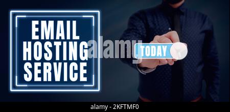 Visualizzazione concettuale Servizio di hosting e-mail. Concetto che significa servizio di hosting Internet che gestisce il server di posta elettronica Foto Stock