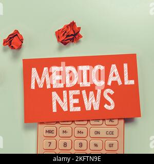 Didascalia concettuale Medical News. Rapporto di concetto di affari o informazioni notevoli su innovazione medica Foto Stock