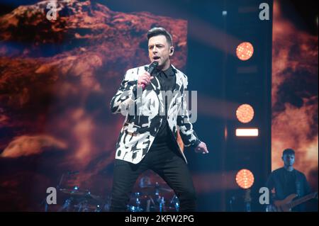 Glasgow, Scozia, 19th novembre 2022, Mark Feehily of Westlife esibendosi all'OVO Hydro di Glasgow il 19th novembre 2022Credit: Glasgow Green in inverno Credit: Glasgow Green in inverno/Alamy Live News Foto Stock