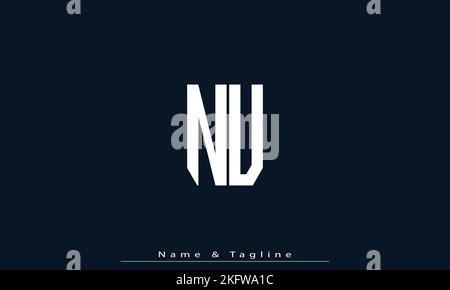 Lettere alfabetiche iniziali logo monogramma NU , un Illustrazione Vettoriale