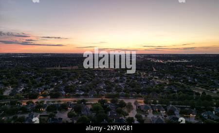 Un bellissimo tramonto su Fort Worth, Texas. Foto Stock