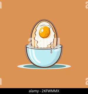 Illustrazione vettoriale di un uovo bollito cartoon Illustrazione Vettoriale