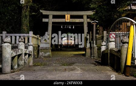 Bel Santuario di Wakamiya illuminato di notte a Shizuoka, Giappone Foto Stock