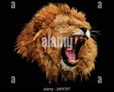 Lion ruggito basso poli disegno arte Illustrazione Vettoriale