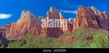 I tre Patriarchi nel Parco Nazionale di Zion nello Utah Foto Stock