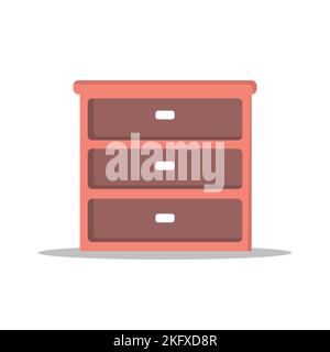 Mobile cabinet, cassetto casa, disegno tavolo piatto vettore illustrazione. Elemento di design per interni in materiali naturali. Stile piatto vettoriale Illustrazione Vettoriale