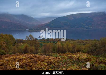 Ben Lomond guardando attraverso Loch Lomond, Scozia Foto Stock