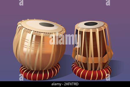 Illustrazione vettoriale di tabella di strumento musicale indiano Illustrazione Vettoriale