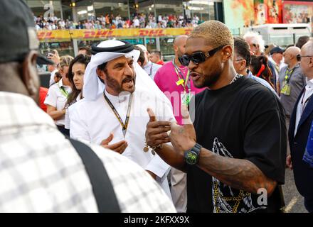 BEN SULAYEM Mohammed (uae), presidente della FIA, ritratto, USCIERE, cantante durante la Formula 1 Etihad Airways Abu Dhabi Grand Prix 2022, 22nd° round del Campionato del mondo FIA di Formula uno 2022 dal 18 al 20 novembre 2022 sul circuito di Yas Marina, a Yas Island, Abu Dhabi - Foto DPPI Foto Stock