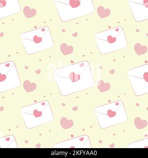 modello senza cuciture con cuori e lettere. vettore. Illustrazione Vettoriale