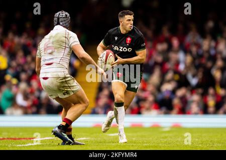 Owen Watkin of Wales durante l'Autumn Nations Series del 2022, il 19 novembre 2022 al Millenium Stadium di Cardiff, Galles, si è tenuta una partita di rugby tra Galles e Georgia Foto Stock