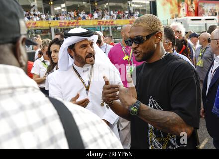 BEN SULAYEM Mohammed (emirati arabi Uniti), Presidente della FIA, ritratto, USCIERE, cantante durante la Formula 1 Etihad Airways Abu Dhabi Grand Prix 2022, 22nd° round del Campionato del mondo FIA di Formula uno 2022 dal 18 al 20 novembre 2022 sul circuito di Yas Marina, a Yas Island, Abu Dhabi - Foto: DPPI/DPPI/LiveMedia Foto Stock