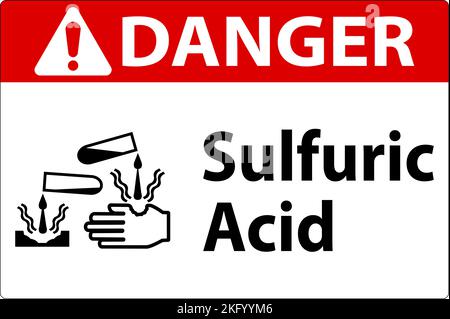 Pericolo acido solforico segno su sfondo bianco Illustrazione Vettoriale
