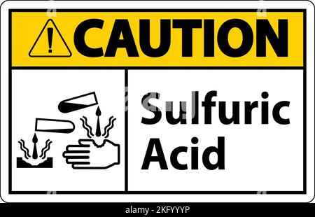 Attenzione segno di acido solforico su sfondo bianco Illustrazione Vettoriale