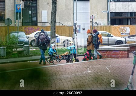 Schnee cade ad Hannover .Linden. Foto Stock