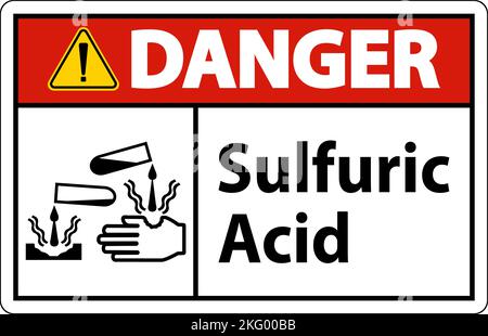 Pericolo acido solforico segno su sfondo bianco Illustrazione Vettoriale