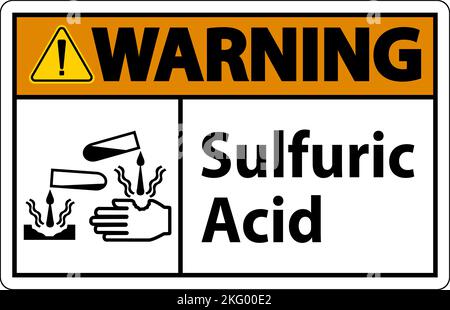 Avvertimento segno di acido solforico su sfondo bianco Illustrazione Vettoriale
