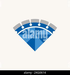 Lama semplice ed unica sega circolare modello taglio triangolare immagine grafica icona logo design astratto concetto vettore stock industria o macchina da taglio Illustrazione Vettoriale