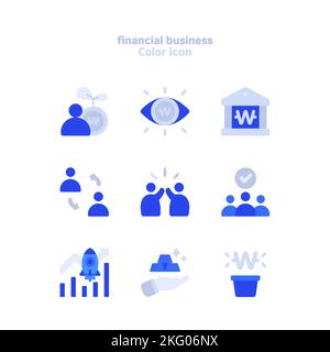 vector icon set finance, concetto di business bancario Foto Stock