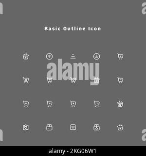 semplice e minimale set di icone di linea essenziale per interfaccia utente ux web e mobile Foto Stock