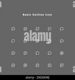 semplice e minimale set di icone di linea essenziale per interfaccia utente ux web e mobile Foto Stock