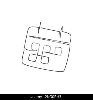 Calendario disegno di una linea su sfondo bianco Illustrazione Vettoriale