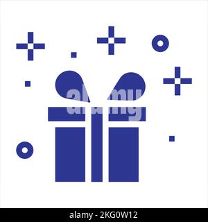Modello icona casella regalo colore nero modificabile. Simbolo icona scatola regalo immagine vettoriale piatta per disegno grafico e web. Illustrazione Vettoriale